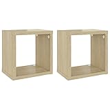 vidaXL 2x Estantes de Cubo de Pared Estantería Colgante CD Libros Coleccionables Fotos Premios Adornos Decoración Librerías Color Roble 22x15x22 cm