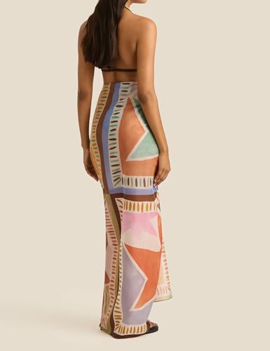 Fiona Jolin Women's Sarong Pareo Cotton Beach Coverups Lightweight Wrap Skirt Boho Printed Bikini Cover Up Long3