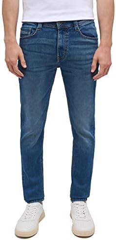 Jeans Homme MUSTANG Oregon Slim K - Coupe Slim, Taille Basse - Délavage Usé - 5 Poches - Bouton Et Fermeture éclair