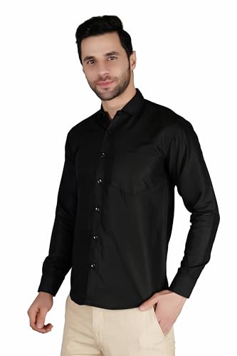 Image of Mens Slim fit Solid Casual Cotton Shirt with Spread Collar and Full Sleeves || Suitable for Office wear