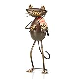 Aayla Elegant Cat Playing Violin Music Kitty Figurine 10.6'H Metal Gift for Cat & Music Lover