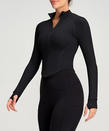 Womens Zip Up Bbl Jacket Lightweight Cropped Athletic Jacket Track Gym Workout Jackets for Running Yoga Hiking2