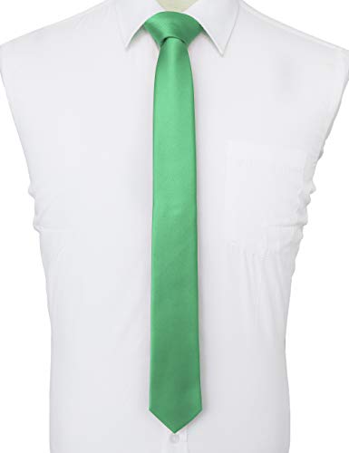Image of JEMYGINS 2.4 inch Solid Color Skinny Tie Slim Necktie for Men
