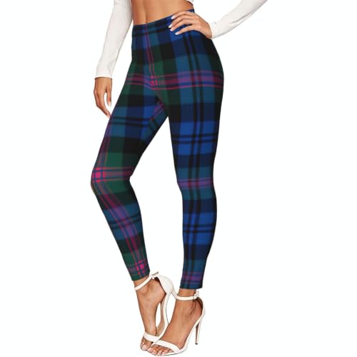 Mallas elásticas opacas de tartán escocés leggings fitness anti-transparencias