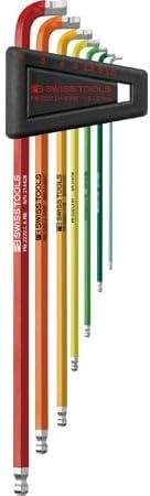 PB Swiss Tools Allen Wrench Set in Plastic Holder 7 Pieces 1.5-6 90-100 Degrees Rainbow
