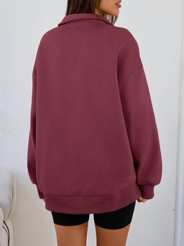 Image of Trendy Queen Women's Oversized Sweatshirts Half Quarter Zip Fleece Sweaters | Soft Cozy Zip Pullover, Comfort Warm Sweaters for Fall Winter, Fashion Mock Neck Outfits
