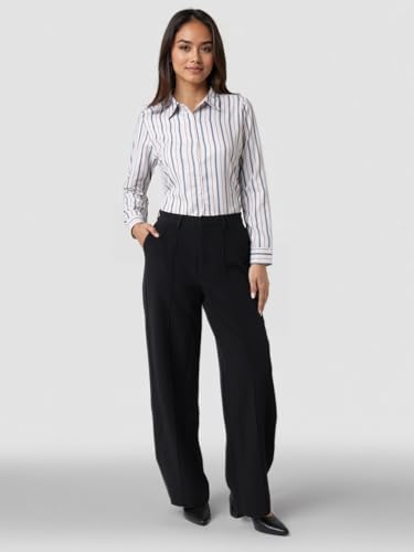 Image of Style Quotient Women Beige White Stripe Printed Formal Shirt