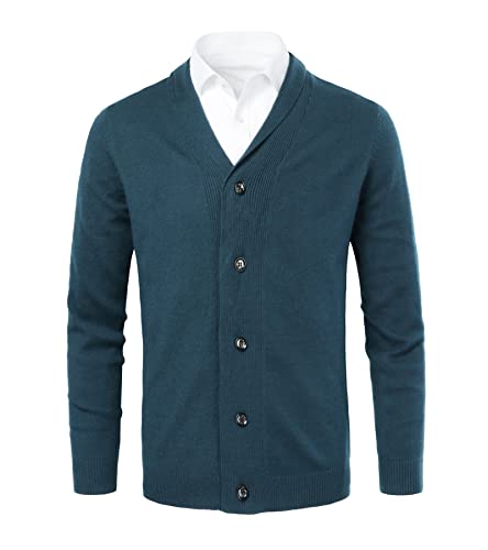 Cardigan tricoté à col châle pour homme vert taille S en maille épaisse