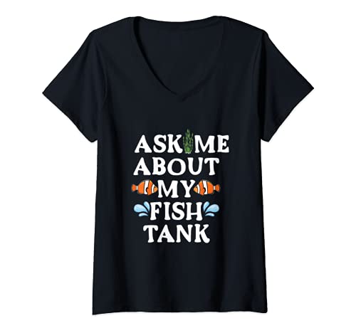 Womens Aquarist Fish Tank Aquarium Gift V-Neck T-Shirt, Black