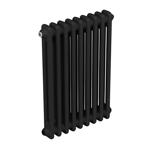 Baridi Horizontal Traditional 2 Column Radiator 600 x 427mm, 9 Fins, Efficient Heat Output, Central Heating, Black – DH361