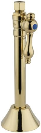 Straight Stop with .5 in. Sweat- .37 in. OD Compression Angle and 5 in. Extension - Polished Brass