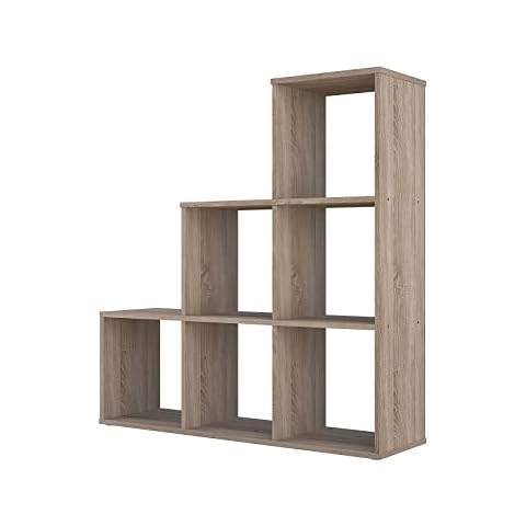 Polini Home Estante para escaleras Estante para escalones Estante separador de ambientes roble 6 compartimentos Cover