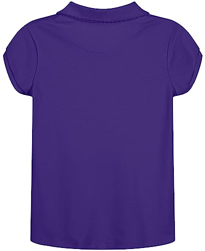 Image of Nautica Girls' School Uniform Short Sleeve Polo Shirt, Button Closure, Soft Pique Fabric