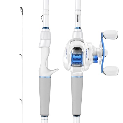 KastKing Centron Lite Fishing Rod and Reel Combo, IM6 Graphite 2Pc Blanks, Stainless Steel Guides with Ceramic Rings, Contoured EVA Handles & Fighting Butt, Split or Full Rear Handle Design, 13 Models