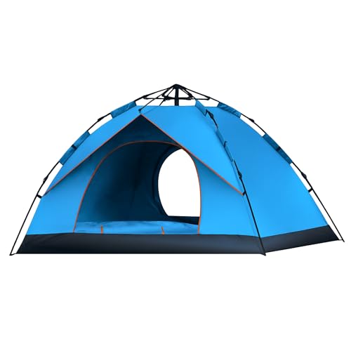Image of Bisonberg Quick Pop-up Camping Tent, 4 Person, Green, Glass Fiber Poles, Waterproof with PU Coating, Portable and Foldable