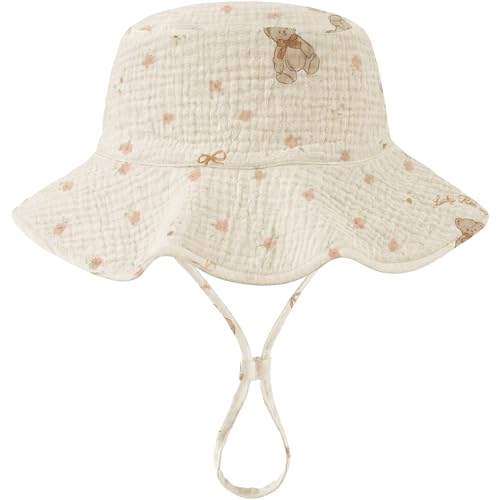 Image of Muslin Baby Sun Hat Sun Protection Baby Toddler Bucket Hats for Boys Girls