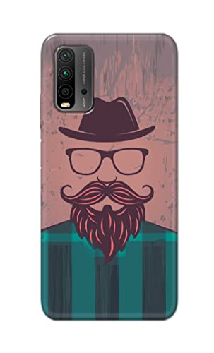 Image of PRINTFIDAA Man Icon with Beard Shirt Hipster Printed Designer Hard Case for Redmi 9 Power Back Cover -(e) RPM1001