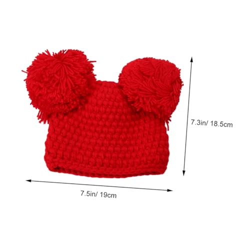 Lovely Christmas Hat Warm Woolen Cap for Months Soft Stretchable Design for Boy Girl Unique Shape Fine Workmanship for Holiday Season Red2
