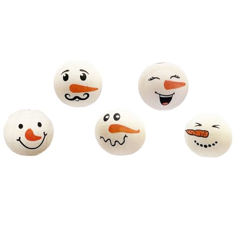 ChongKuan Holzköpfe Für Sorgenwürmchen 20mm Holzkugeln Mit Gesicht Holzperlen Köpfe Für Zum Basteln Bemalte Glückswürmchen (B,50 Stück)