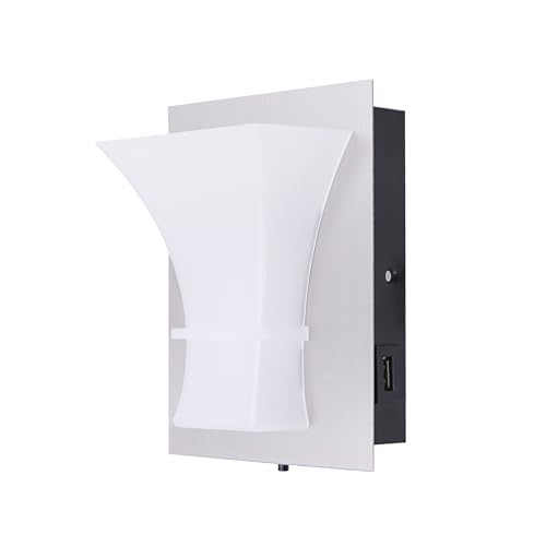 Facon LED 12V Wall Sconce with Fast USB Charger (5V/2.4A) – Modern RV Bedside Reading Light & Decorative Vanity Light for RV, Camper, Boat, Tiny Homes