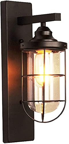 Cordless Wall Sconce ZHhome Iron Wall Lamp Decorated With Metal and Glass Lampshade of Scottish Lighting,Black Industrial Retro Interior Lighting,Bedroom Bedside Dining Room Living Room Study Single H