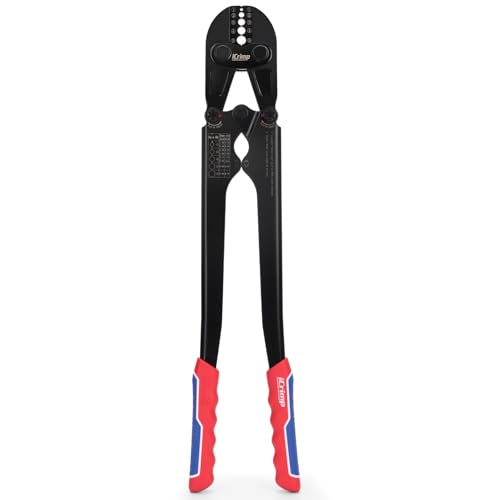 iCrimp - Herramienta de crimpado de cuerda de alambre resistente - Prensa de estampado de mango largo para mangas de cobre y aluminio, crimpadora de virola de cable de ahorro de mano de obra para