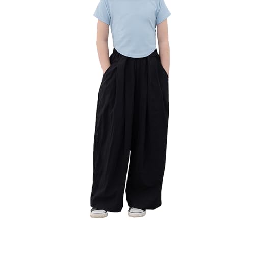 Image of Girls Pants 10-12 Years Flowy Palazzo Wide Leg Dress Pants for Girls Summer Black Pants Trousers 5-15 Years