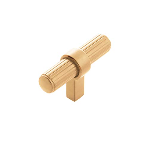 Sinclaire T Bar Knob Color Brushed Golden Brass (7 Pack) - Belwith Keeler 3/4" Width Transitional Hardware Decor Kitchen Drawer Cabinet Door Bundle Gold Ridge Living Interior Design Guide