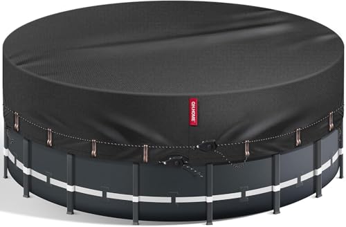 QH.HOME 27Ft Round Pool Cover [2026 Upgraded Heavy Duty Fabric] Solar Cover for Above Ground Pools New Super Windproof with 2 Patented Ratchet for Easy Installation Snug Fit&UV Resistant