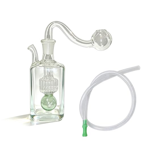 Small Glass Bong with Silicone Hose Smoking Pipe Bubbler Bong Mini Glass Water Pipe Glass Oil Burner Water Pipes Portable Oil Burner Small Oil Dab Rigs for Smoking Bongs Glass Pipe