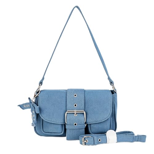 Image of Denim Crossbody Bags for Women,Blue Jean Hobo Shoulder Bag,Denim Messenger Bag