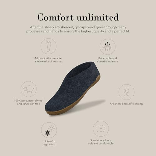 Image of Glerups 100% quality wool mix Shoe Slipper with rubber sole - Unisex