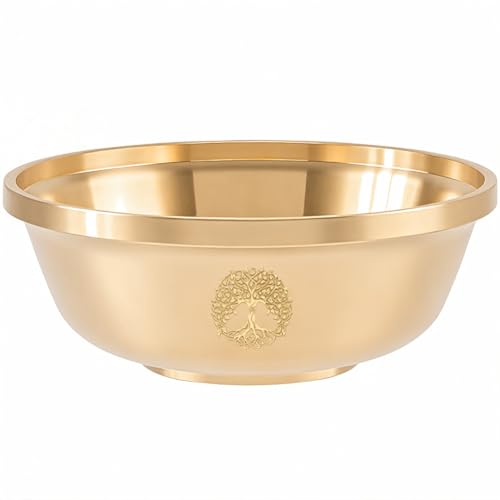 Image of CREATCABIN Tree of Life Rituals Offering Bowl Brass Gold Prayers Holy Water Bowl Candle Trinket Holder Altar Use Jewelry Storage Bowls for Meditation Incense Burner Dowsing Divination Smudging 3.5Inch