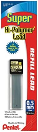 Pentel Super Hi-Polymer HB Lead Refill - 0.5mm Fine, Pack of 30