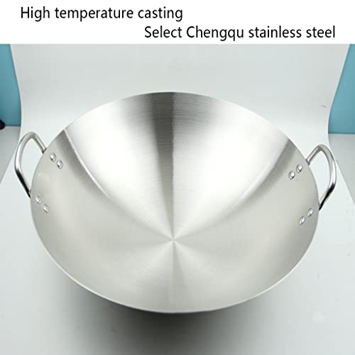 Wok de acero inoxidable no magnético con doble asa miniatura 3
