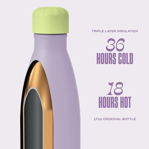 Image of S'well Stainless Steel Water Bottle, 17oz, Lilac Matcha, Triple Layered Vacuum Insulated Container Keeps Drinks Cold for 36 Hours and Hot for 18, BPA Free, Perfect for On the Go