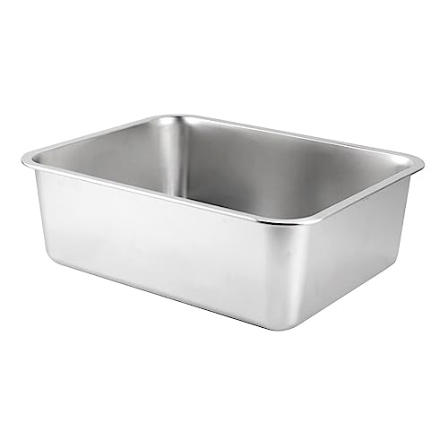 Lettiera per Gatti in Acciaio Inox con Lati Alti Multifunzionale antiruggine AntiGraffio con Bordo Liscio per, 40x30x10cm