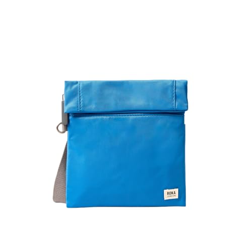 ROKA London Stratford Crossbody Bag – Lightweight Water-Resistant Recycled Nylon Shoulder Bag for Women & Men – Adjustable Strap, Secure Zip Pockets, Everyday Travel & Phone Bag (Malibu Blue)