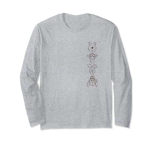 T-shirt Winnie l'Ourson manches longues haut Disney imprimé visages empilés mode