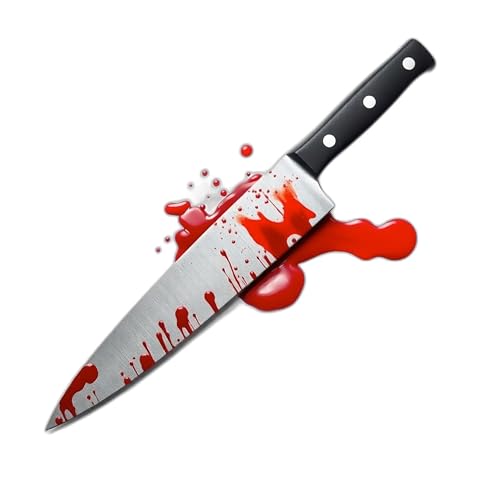 Fake Messer ca. 34 cm Accessoire mit Blut - für Halloween & Fasching - Täuschend Echt für Horror Kostüm