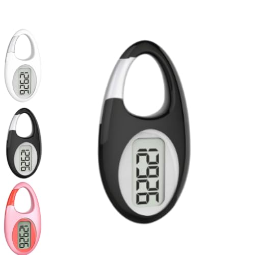 Wakowise Pedometer, 3D Walking Step Counter with Clip (Black)