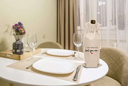 Image of Lesixur Pregnancy Announcement Wine Bags (1 Pack)- New Baby Announcement, Godmother, Godfather, Godparents, Grandparents, Aunt, Uncle Gift, Cotton linen Wine Gift Bag With Drawstring -A047
