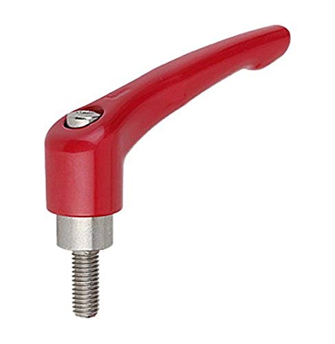 Image of Kipp 06461-00427X10 Zinc Adjustable Handle with M4 External Thread, Modern Design Style, Stainless Steel Components, Metric, Ruby Red Powder-Coated Finish, Size 0, 10 mm Screw Length