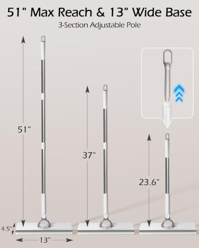 Image of MASTERTOP Snap Grip Mop, Hands Free Flat Mop with 51 inch Adjustable Handle