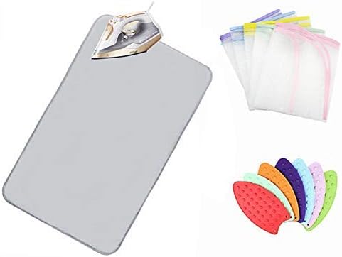 Upgraded Ironing Blanket, Portable Ironing Mat with Silicone Iron Rest Pad, Press Ironing Cloth Mesh, Heat Resistant Ironing Pad Cover for Washer, Dryer, Table Top, Countertop (18.9 ร33.5 inch)