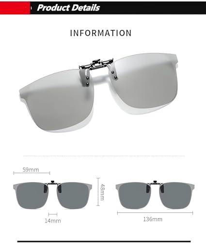 RuiJinGen Clip on Flip up Polarized Lens For Prescription Glasses UV Protection Sunglasses (Clear lenses not Polarized)