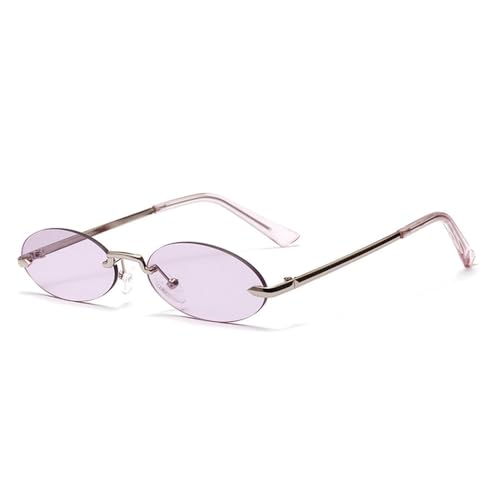 Lunettes de soleil ovales rétro sans cadre légères qui ne marquent pas le nez verres clairs