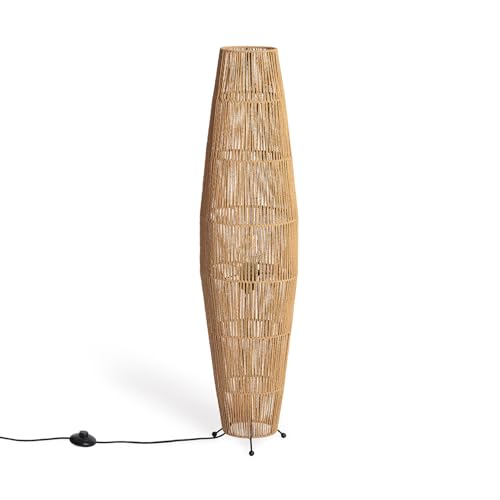 LEDKIA LIGHTING - Lámpara de Pie Mahali | Diseño Natural | Papel Trenzado Resistente | E27 Compatible | Para Salón y Dormitorio | Alto 1000 mm, Diámetro 250 mm, Color Natural
