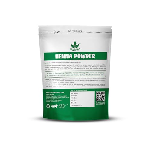 Image of Havintha Natural Henna Powder for Hair Color | 100% Natural Hair Dye | Shiny, Smoothning, Hair Growth, Deep Conditioning, Frizzy Damaged Hair Powder- Lawsonia Inermis - 200gm