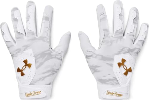 Under Armour Boys Youth Clean Up Culture Baseball Gloves, (100) White/Mod Gray/Gold, Small